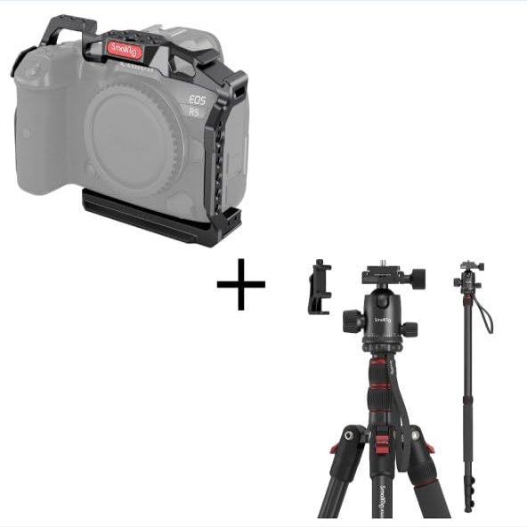 B0B63VTW46 SmallRig R5 / R5 C / R6 Cage and 71" Camera Tripod