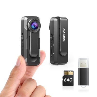 BOBLOV W1 64GB HD 1080P Body Worn Camera, Wearable Body Cam with 2 Clips, Loop Recording Body Camera Support Time Stamp, Back Clip for Traveling, Driver, Delivery Man, Lecture Recording