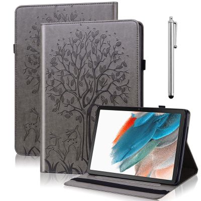 VODEFOX Case for Samsung Galaxy Tab S10 Lite/S10 FE/ S9 FE 10.9 inch/Galaxy Tab S9 11 Inch, PU Leather Tree Deer Protective Cover with Card Slots - Gray