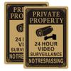 2 Pack Large Private Property No Trespassing Sign - 24 Hours Video Surveillance Warning Sign | 14" x 10" Rust Free Aluminum Easy Mounting Fade Resistance view 1