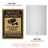 2 Pack Large Private Property No Trespassing Sign - 24 Hours Video Surveillance Warning Sign | 14" x 10" Rust Free Aluminum Easy Mounting Fade Resistance view 3