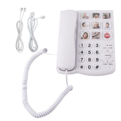 Landline Phone, LD858HF Big Button Telephone Amplified Photo Memory Corded Landline Home Phone for Seniors Elderly