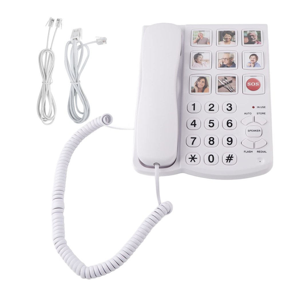 Landline Phone, LD858HF Big Button Telephone Amplified Photo Memory Corded Landline Home Phone for Seniors Elderly