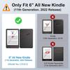 ALILANG Case for 6" All-New Kindle 11th Generation 2022 Release (NOT FIT Kindle Paperwhite/Oasis) with Stylus, Multiple Viewing Angles PU Leather Stand Flip Cover for Kindle 11th Gen 2022-Green view 2
