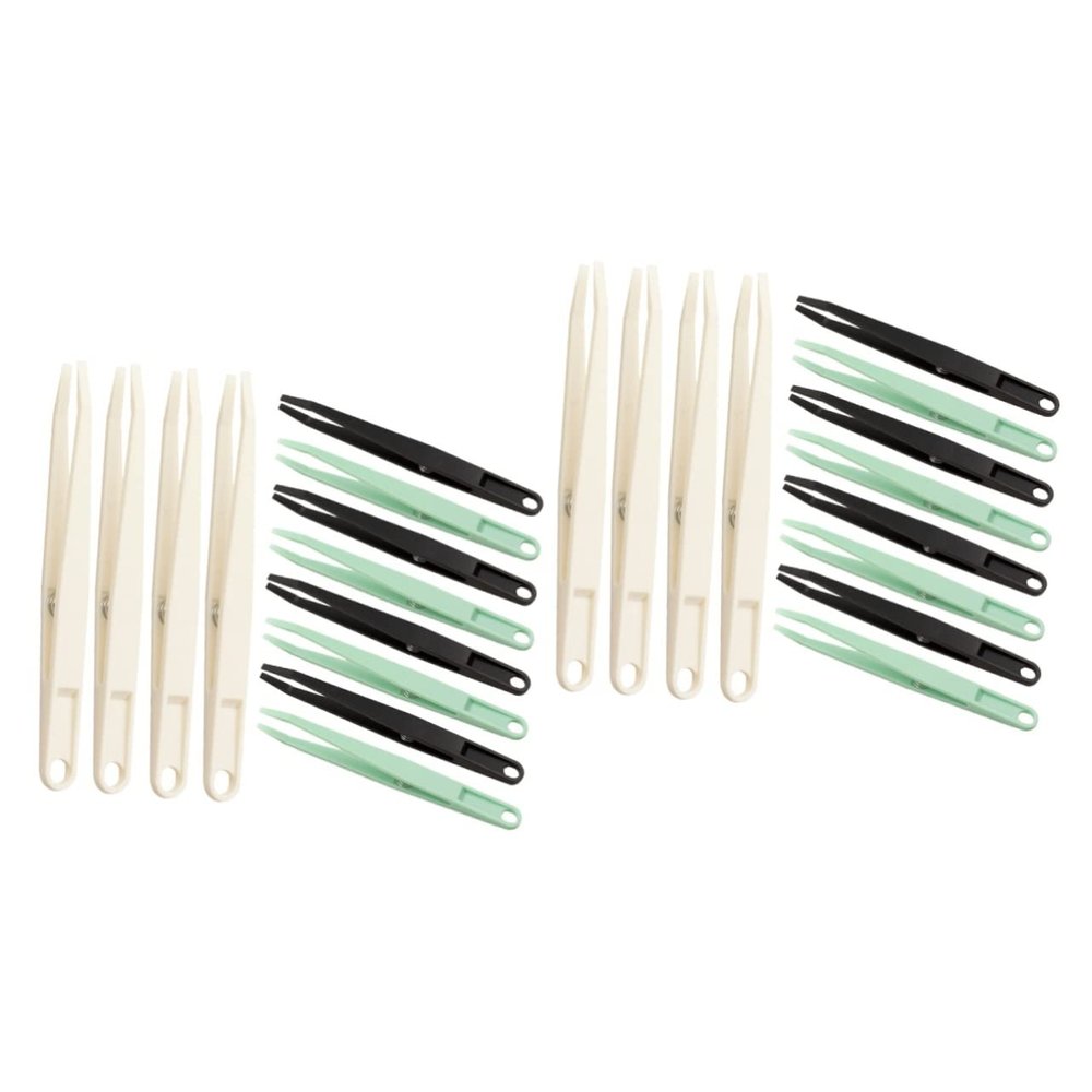 Tofficu 24pcs Professional Long Tweezers of Craft Tweezers Flat Tips for Jewelry Making Stamp Projects