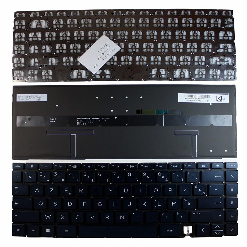 Power4Laptops French Layout Backlit Blue Replacement Laptop Keyboard Compatible with HP Spectre 14-ea0000