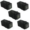 5 3.5 Stereo Audio Module sockets, Female to Female, Single Channel Dual Channel Mini Adapter connectors plugged into Black Wall Panels view 1