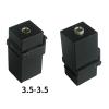 5 3.5 Stereo Audio Module sockets, Female to Female, Single Channel Dual Channel Mini Adapter connectors plugged into Black Wall Panels view 3