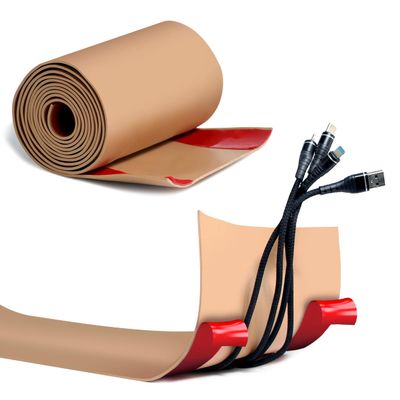 PVC Floor Cord Cover with Adhesive Tape for Any Flooring Surface 6 W X 10L PVC Cord Wire Cover Overfloor Cord Protector Cable Grip Strip Hold Cords in Place for Power Cords Line (Brown)