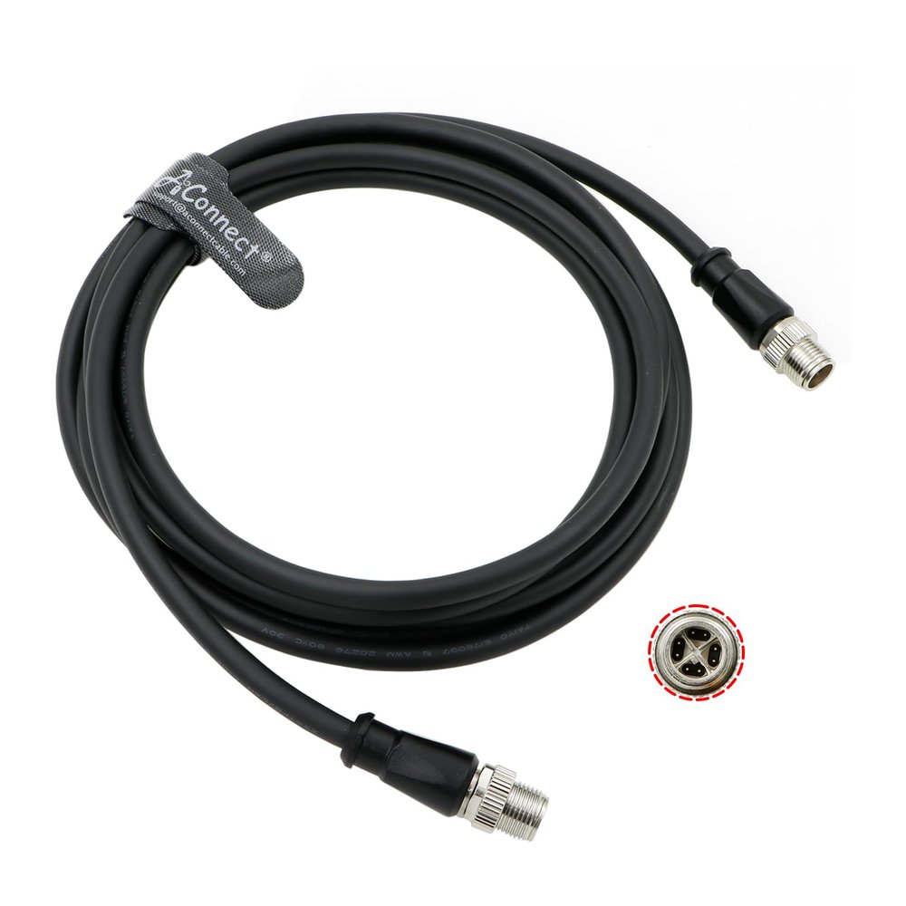 AConnect M12 X-Code 8 Pin Male to 8 Pin Male Ethernet Cable High Flexible Shielded Waterproof Cable for Cognex Industrial Camera 3M