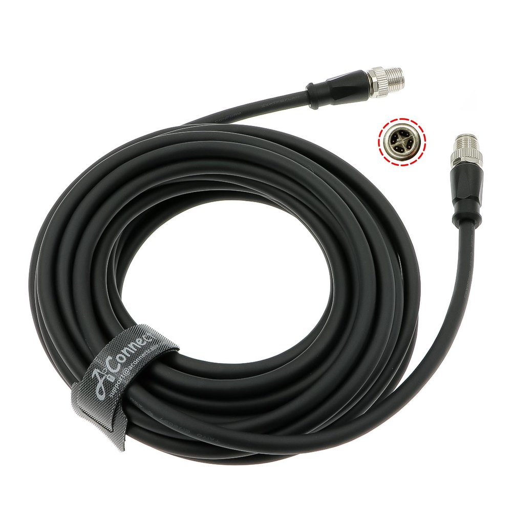 AConnect M12 8 Pin Male X-Code to 8 Pin Male X-Code Shielded Ethernet Cable for Cognex Industrial Camera High Flexible Waterproof Cable 8M