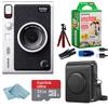 Fujifilm Instant Mini EVO Hybrid Camera Bundle with 20 Instant Film Sheets + 32GB Memory Card + Carrying Case + Flex Tripod + BluebirdSales Cleaning Cloth (Black) view 1