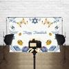 TOAOFY Hanukkah Backdrop Jewish Chanukah Party White Supplies Background Blue Magen David Photography Backdrop Cake Table Photo Video Studio Props TAYBCL210 view 2
