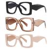 bullabulling 3 Pack Fashion Reading Glasses for Women, Blue Light Blocking/Anti UV Readers Oversized Square (black/tea/Beige, 3.0, multiplier_x) view 1