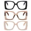 bullabulling 3 Pack Fashion Reading Glasses for Women, Blue Light Blocking/Anti UV Readers Oversized Square (black/tea/Beige, 3.0, multiplier_x) view 2