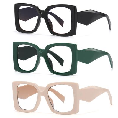 bullabulling 3 Pack Fashion Reading Glasses for Women, Blue Light Blocking/Anti UV Readers Oversized Square (black/green/Beige, 4.0, multiplier_x)