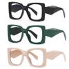 bullabulling 3 Pack Fashion Reading Glasses for Women, Blue Light Blocking/Anti UV Readers Oversized Square (black/green/Beige, 4.0, multiplier_x)