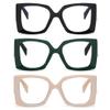 bullabulling 3 Pack Fashion Reading Glasses for Women, Blue Light Blocking/Anti UV Readers Oversized Square (black/green/Beige, 4.0, multiplier_x) view 2