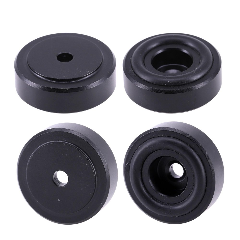 JEMOSA 4PCS Aluminum Amplifier Feet Shock Absorber Turntable Feet 30x10mm Audio CD HiFi Speaker Isolation Feet Pad Speaker Spikes Stand feet (Black)