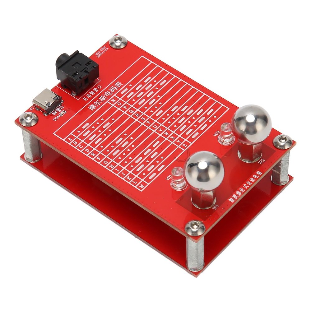 Morse Code Telegraph Key, Automatic Telegraph Key with Magnet Fixed Base, Standard 3.5mm Output, CW Automatic, for Physical Teaching, Morse Code Communication
