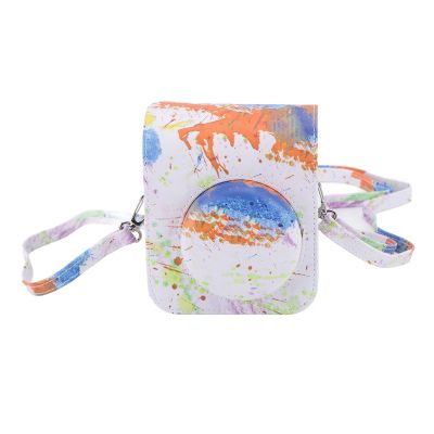 Heayzoki Protective Camera Case for Mini 12, Premium PU Colorful Case Bag, with Adjustable Shoulder Strap, Flip Design, Instant Film Camera Accessories for Travel (Ink Watercolor)