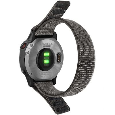 SCHIK 26 20 22mm Nylon Watch Band For Garmin Fenix 7X 6X Pro 7 7S 6 6S 5X 5 5S Plus/Venu 2 Plus Hook and Loop Quick Dry Strap (Color : Gray, Size : 26mm)