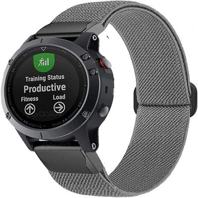 CEKGDB 22 26mm Nylon Elastic Loop Strap for Garmin Fenix 6 Quick Release Watch band For Fenix 6X 5X 5 plus 3 3HR Forerunner 935 945 S60 (Color : Grey, Size : Forerunner 935 945)