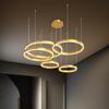   Charlotte | Modern 5-Ring Chandelier, Dimmable LED Chandeliers, Round Light Fixture, Circular Ceiling Lights for Dining Table, Living Room,1 Pack (5 Rings | Gold | Warm White) view 1