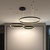   Charlotte | Modern 3-Ring Chandelier, Dimmable LED Chandeliers, Round Light Fixture, Circular Ceiling Lights for Dining Table, Living Room,1 Pack (3 Rings | Black | Warm White) view 1