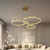 MOD LIGHTING Charlotte | Modern 4-Ring Chandelier, Dimmable LED Chandeliers, Round Light Fixture, Circular Ceiling Lights for Dining Table, Living Room,1 Pack (4 Rings | Gold | Warm White) view 1