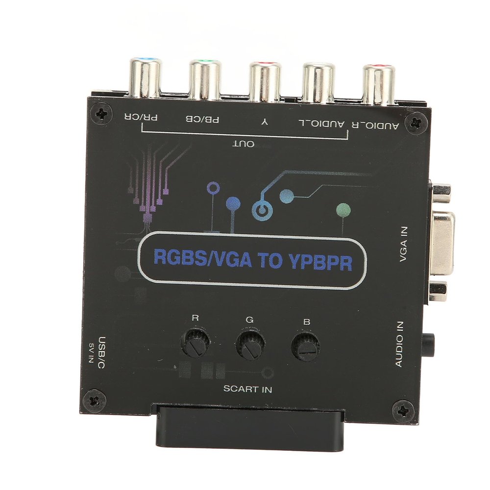RGBS VGA SCART to YPBPR Converter Left Right Channel Input SCART Input VGA Component Converter Fast Conversion for Retro Game Console