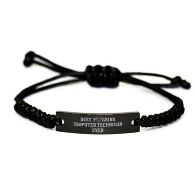 Best Fucking Computer Technician Ever Bracelet, Birthday Gifts for Computer Technician, Sarcastic Funny Joke Gifts for Computer Technician, Computer Technician Rope Bracelet, CoWorker Gifts