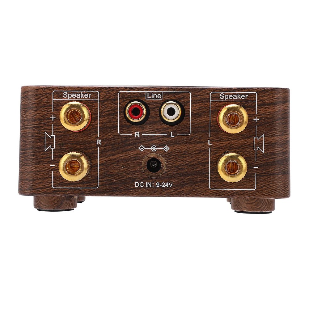 Bluetooth 5.0 Power Amplifier 2 Channel HiFi Digital Amplifier Wood Cabinet DC9V-24V USB Input for Home Theater