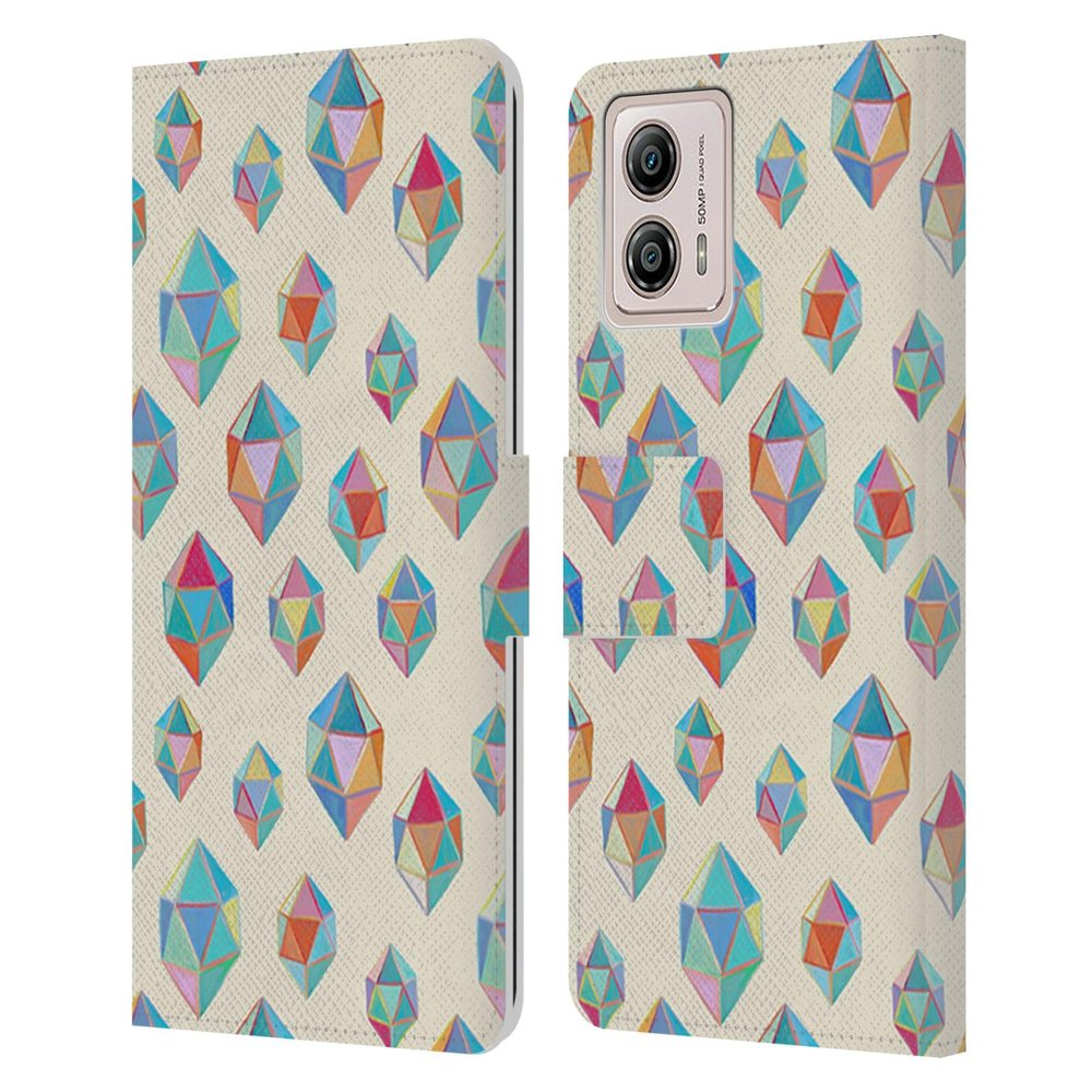 Head Case Designs Officially Licensed Micklyn Le Feuvre Floating Gems Patterns Leather Book Wallet Case Cover Compatible with Motorola Moto G53 5G