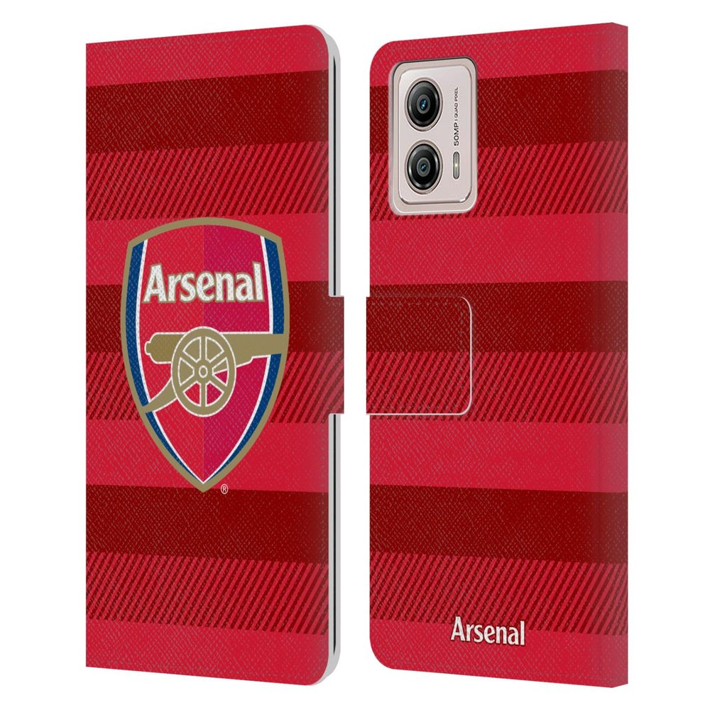 Head Case Designs Officially Licensed Arsenal FC Training Red Crest 2 Leather Wallet Case Compatible with Motorola Moto G53 5G
