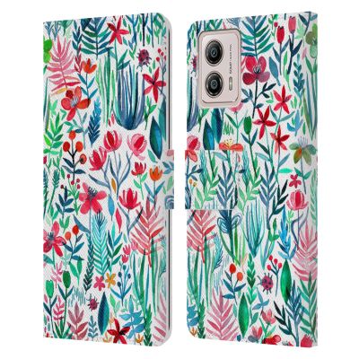 Head Case Designs Officially Licensed Micklyn Le Feuvre Tropical Ink White Watercolour Garden Leather Book Wallet Case Cover Compatible with Motorola Moto G53 5G