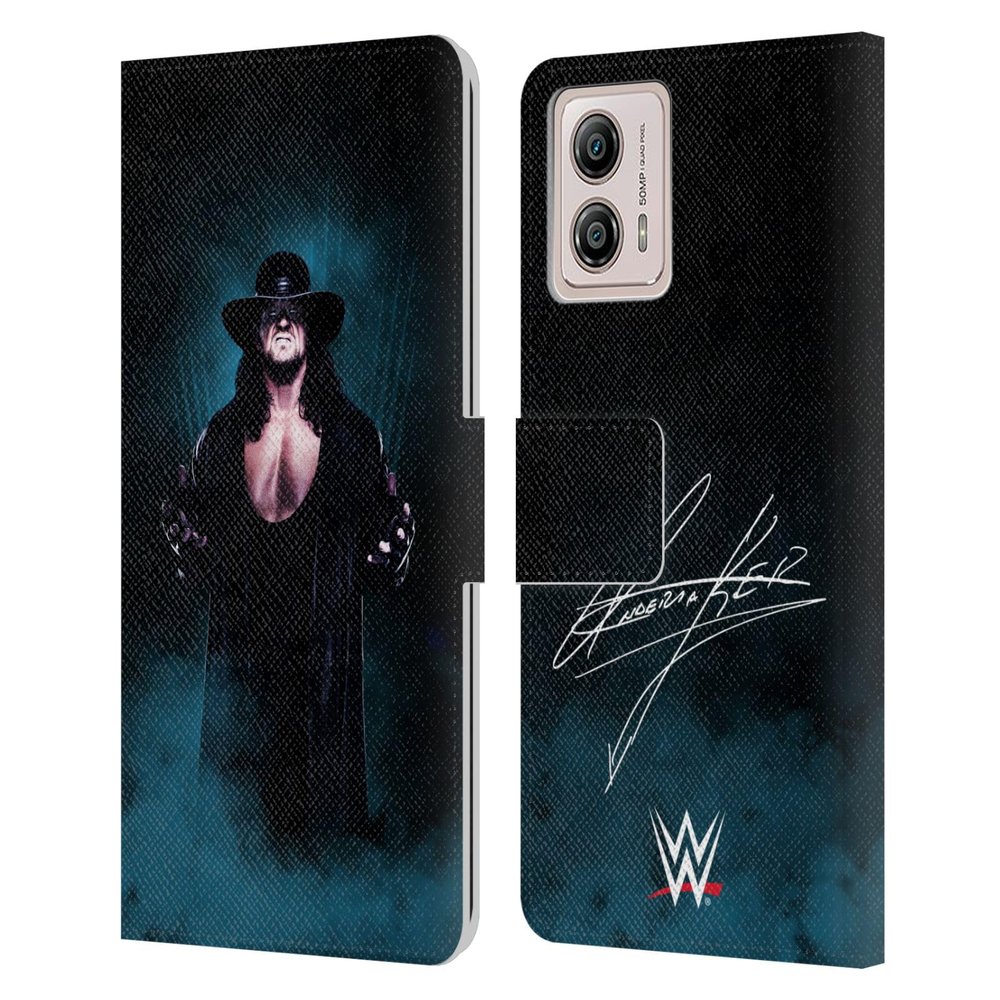 Head Case Designs Officially Licensed WWE Deadman Signature Undertaker Leather Book Wallet Case Cover Compatible with Motorola Moto G53 5G
