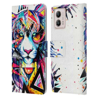 Head Case Designs Officially Licensed Pixie Cold Shattered Tiger Cats Leather Book Wallet Case Cover Compatible with Motorola Moto G53 5G