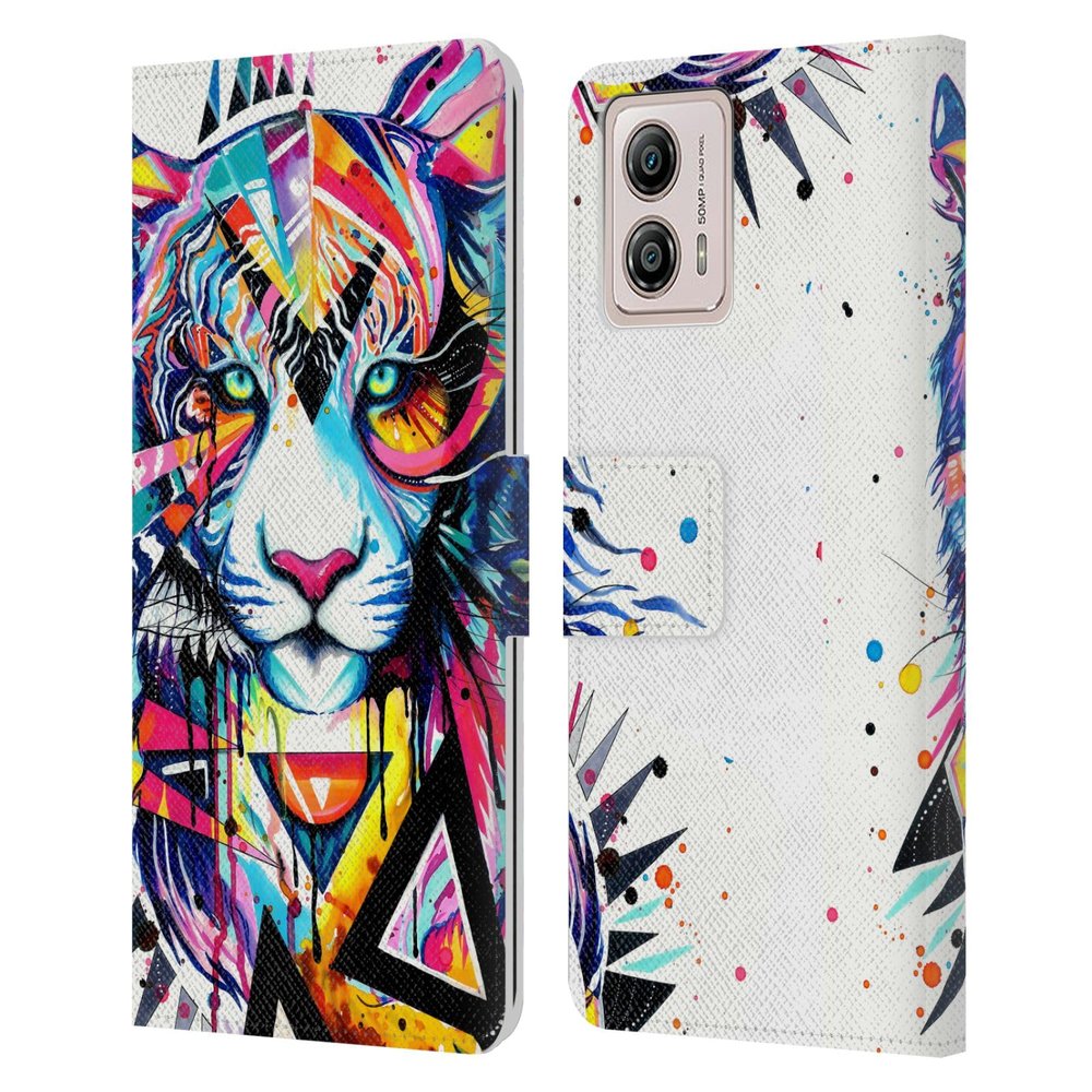 Head Case Designs Officially Licensed Pixie Cold Shattered Tiger Cats Leather Book Wallet Case Cover Compatible with Motorola Moto G53 5G
