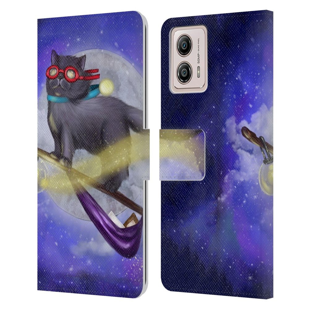 Head Case Designs Officially Licensed Ash Evans Fly By Black Cats Leather Book Wallet Case Cover Compatible with Motorola Moto G53 5G