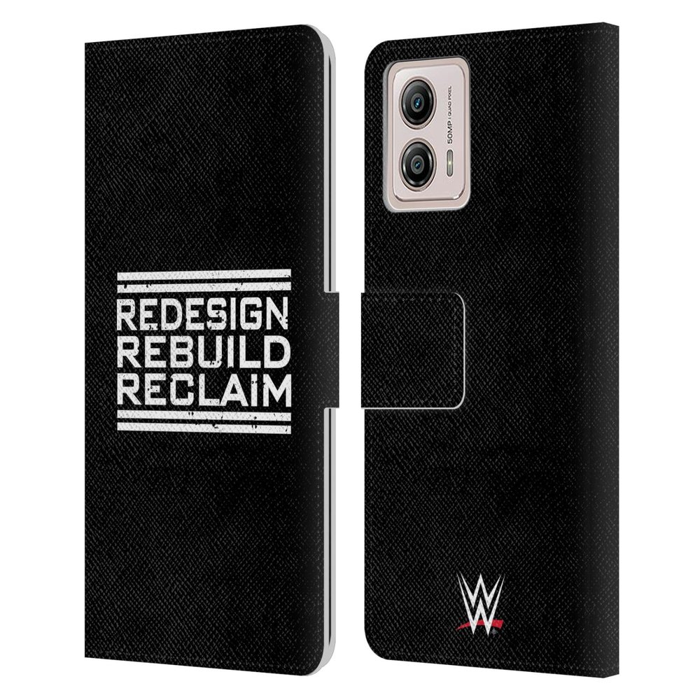 Head Case Designs Officially Licensed WWE Redesign, Rebuild, Reclaim Seth Rollins Leather Book Wallet Case Cover Compatible with Motorola Moto G53 5G