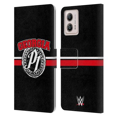 Head Case Designs Officially Licensed WWE Georgia P1 AJ Styles Leather Book Wallet Case Cover Compatible with Motorola Moto G53 5G