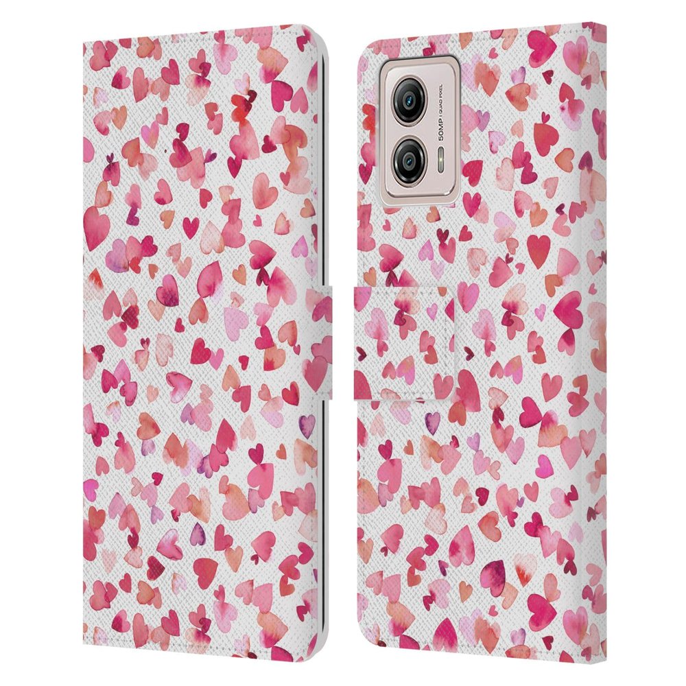 Head Case Designs Officially Licensed Ninola Red Hearts Mix Patterns Leather Book Wallet Case Cover Compatible with Motorola Moto G53 5G