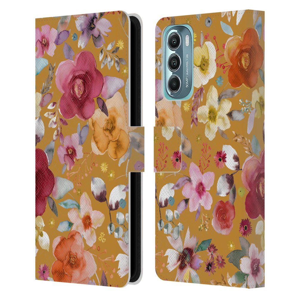 Head Case Designs Officially Licensed Ninola Winter Bouquets Mustard Floral Patterns Leather Book Wallet Case Cover Compatible with Motorola Moto G Stylus 5G (2022)
