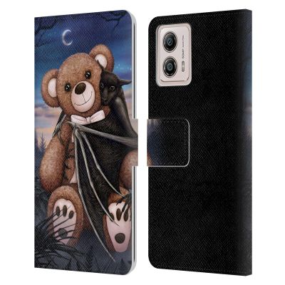 Head Case Designs Officially Licensed Sarah Richter Bat Cuddling A Toy Bear Animals Leather Book Wallet Case Cover Compatible with Motorola Moto G53 5G