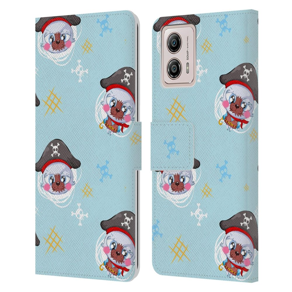 Head Case Designs Officially Licensed Haroulita Cute Pirate Baby Animals Leather Book Wallet Case Cover Compatible with Motorola Moto G53 5G