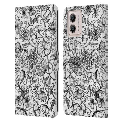 Head Case Designs Officially Licensed Micklyn Le Feuvre Hand Drawn Floral Florals 2 Leather Book Wallet Case Cover Compatible with Motorola Moto G53 5G