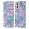 Head Case Designs Officially Licensed Micklyn Le Feuvre Burst in Pink and Teal Florals Leather Book Wallet Case Cover Compatible with Motorola Moto G53 5G view 1