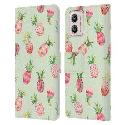 Head Case Designs Officially Licensed Ninola Pineapple Lime Mix Patterns Leather Book Wallet Case Cover Compatible with Motorola Moto G53 5G