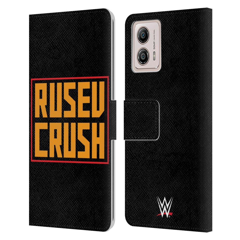 Head Case Designs Officially Licensed WWE Logo Rusev Leather Book Wallet Case Cover Compatible with Motorola Moto G53 5G
